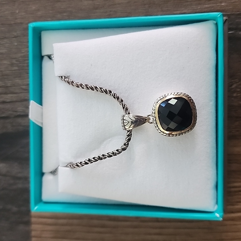 Effy 925 Sterling Silver and 18K Yellow Gold Plated Onyx Pendant